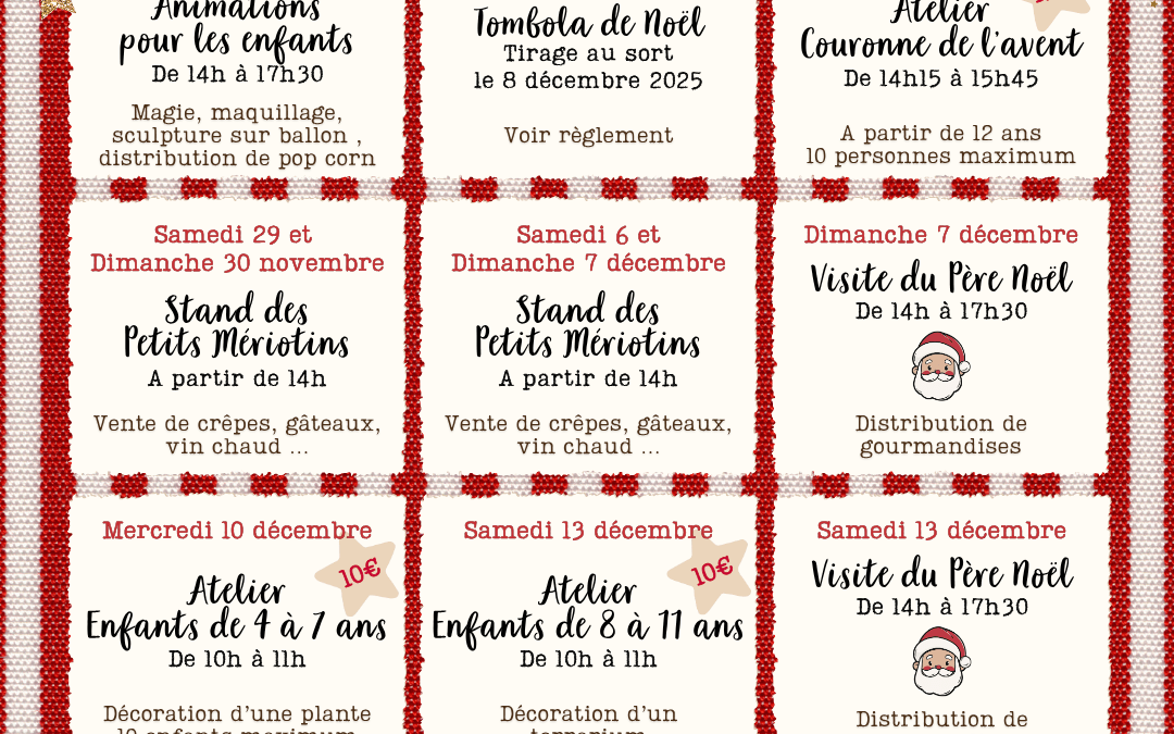 Agenda de Noël 2025