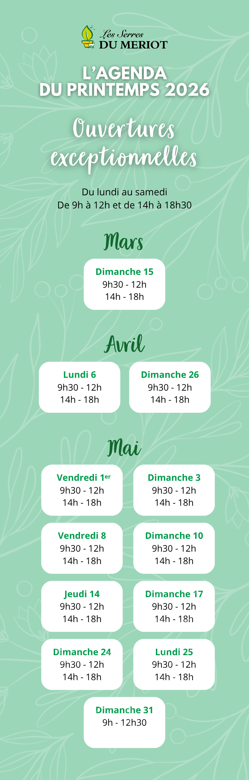 Jardineries BANRY SAS - AGENDA DU PRINTEMPS 2026