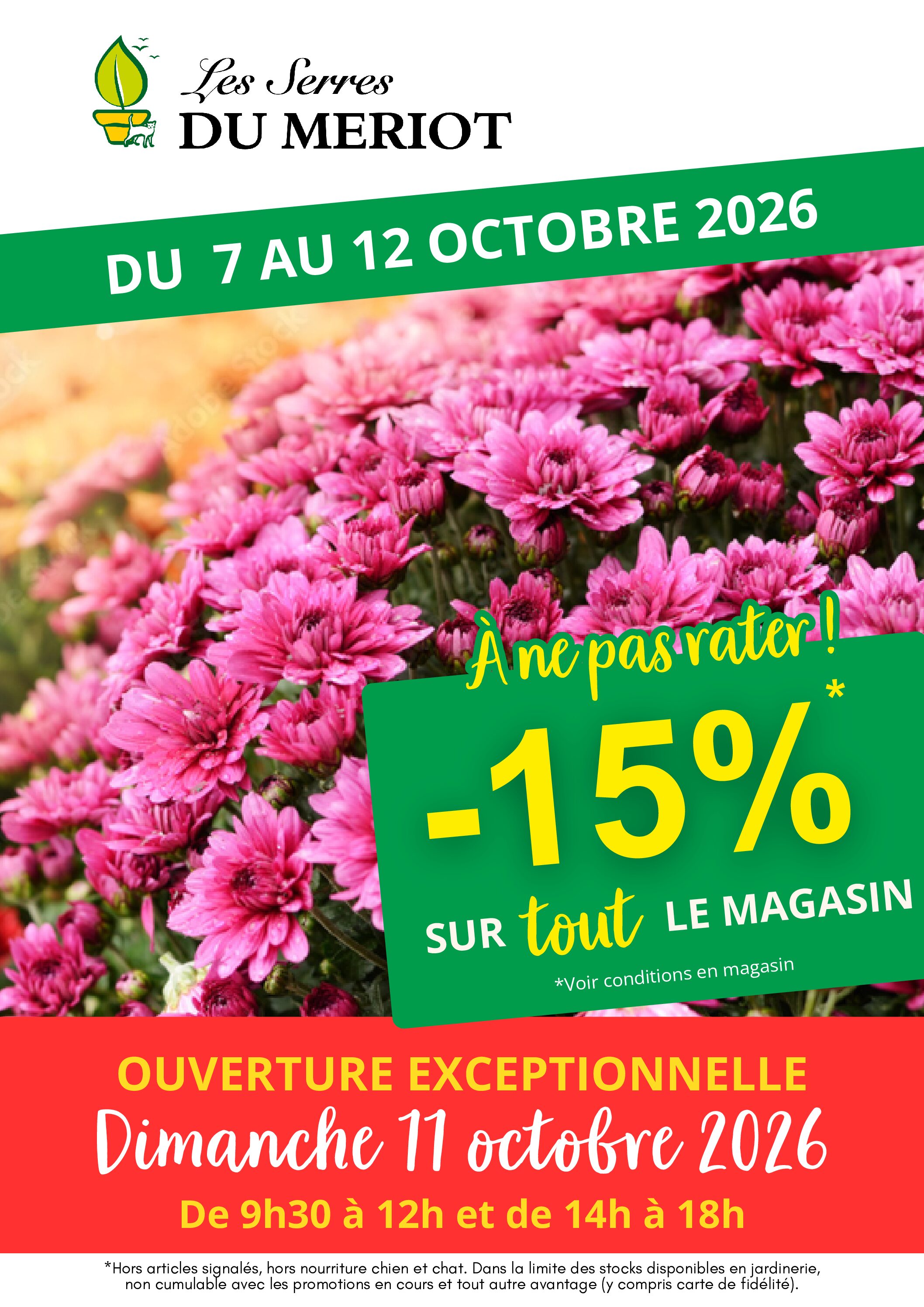 -15% sur tout le magasin du 7 au 12 octobre 2026