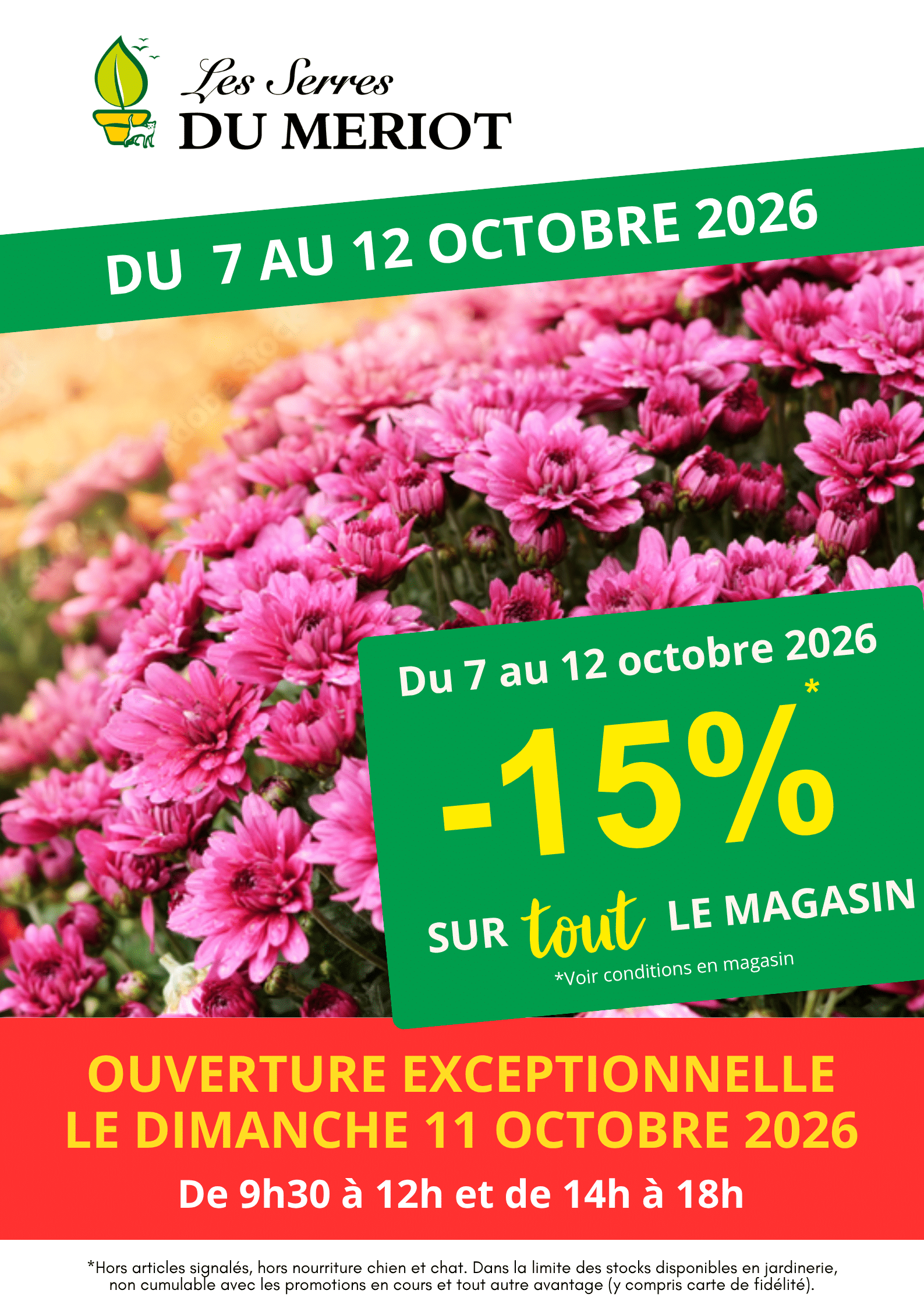 -15% sur tout le magasin du 7 au 12 octobre 2026